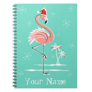 Christmas Flamingo Name notebook