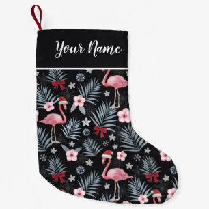 Christmas Flamingo Name Small Christmas Stocking