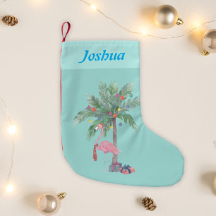 Christmas Flamingo Name  Small Christmas Stocking