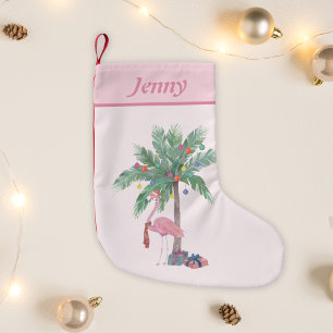 Christmas Flamingo Name  Small Christmas Stocking