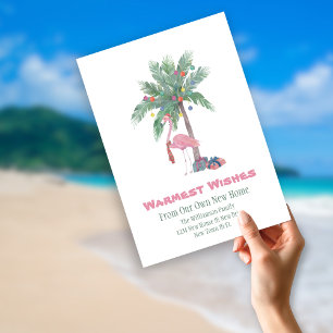 Christmas Flamingo New Home Warmest Wishes Holiday Card
