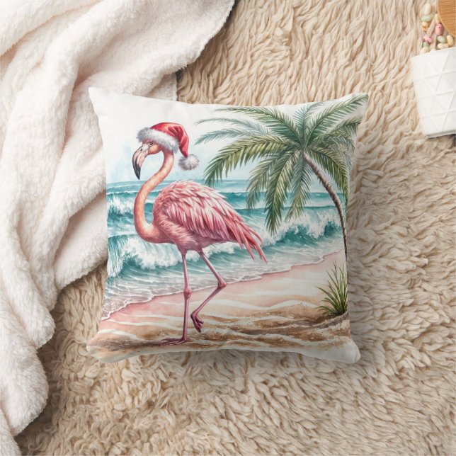 Christmas Flamingo On a Beach Cushion (Blanket)