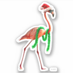 Christmas Flamingo on the Beach