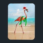 Christmas Flamingo on the Beach Magnet<br><div class="desc">Wishing you warmest Holiday wishes! | Avanti,  the Global Humour Brand™ has been entertaining the world with its Feel Good Funny greeting cards for over 40 years. Our characters live life to the fullest and celebrate the humour in everyday life.</div>