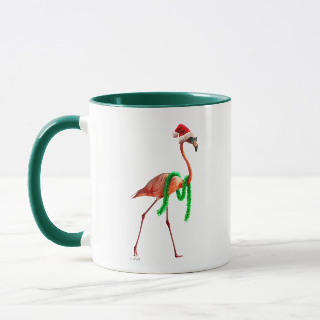 Christmas Flamingo on the Beach Mug (Left)