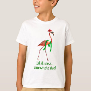 Christmas Flamingo on the Beach T-Shirt