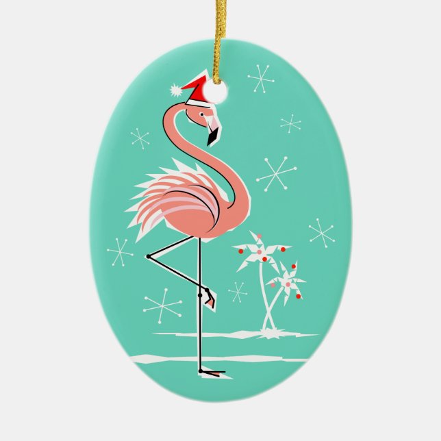 Christmas Flamingo ornament oval (Front)