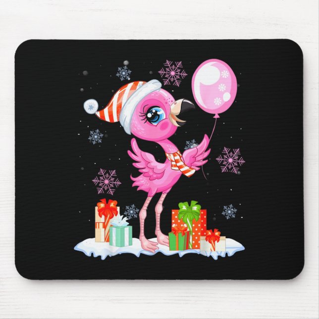 Christmas Flamingo Pajama Matching Santa Hat Xmas  Mouse Mat (Front)