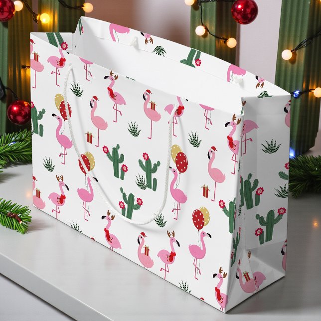 Christmas Flamingo Party | Holidays Large Gift Bag (Creator Uploaded)