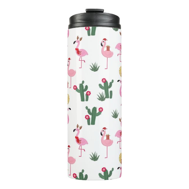 Christmas Flamingo Party | Holidays Thermal Tumbler (Front)