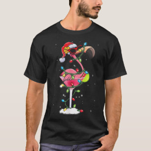 Christmas Flamingo Santa Hat Martini Xmas Cocktail T-Shirt