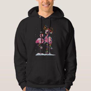 Christmas Flamingo Santa Hat Xmas Lights Flamingo  Hoodie