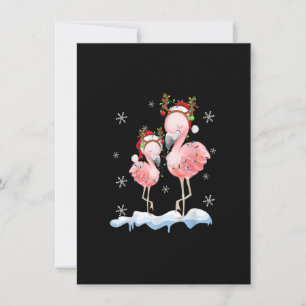 Christmas Flamingo Santa Hat Xmas Lights Flamingo  Invitation