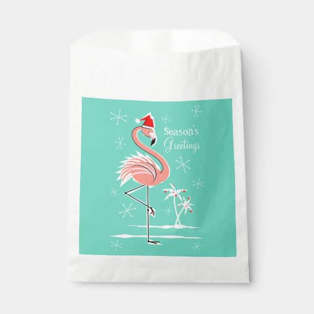 Christmas Flamingo Season's Greetings favour bag (Front)