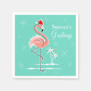 Christmas Flamingo Season's Greetings paper napkin