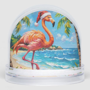 Christmas Flamingo Snowglobe