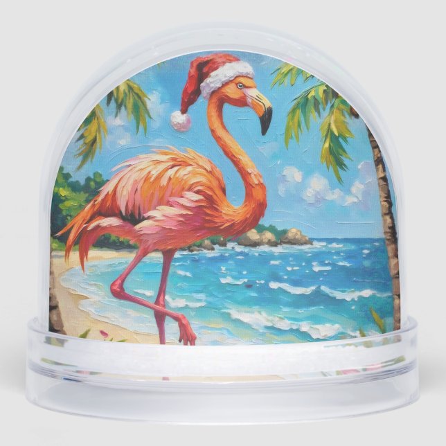 Christmas Flamingo Snowglobe (Front)