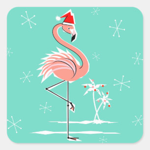 Christmas Flamingo sticker square