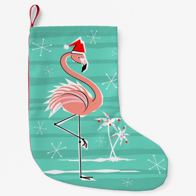 Christmas Flamingo Stripe stocking one sided (Front)