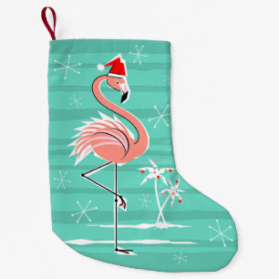 Christmas Flamingo Stripe stocking two sided