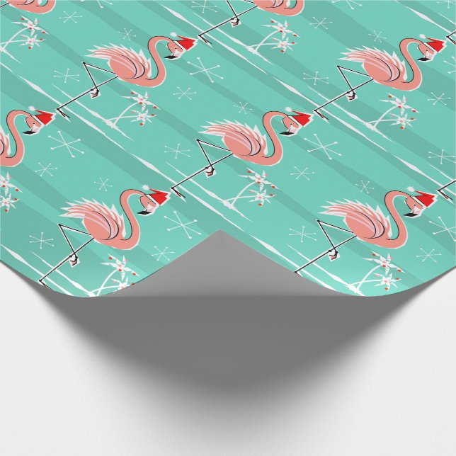 Christmas Flamingo Stripe wrapping paper (Corner)