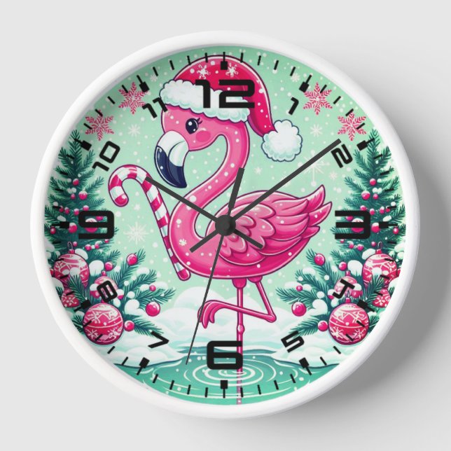 Christmas Flamingo Sublimation Clipart-10424 Clock (Front)