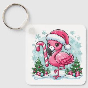 Christmas Flamingo Sublimation Clipart-10424 Key Ring