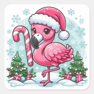 Christmas Flamingo Sublimation Clipart-10424 Square Sticker