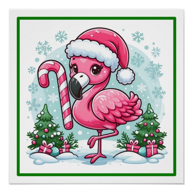 Christmas Flamingo Sublimation Clipart-27301 Poster (Front)