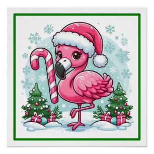 Christmas Flamingo Sublimation Clipart  Poster