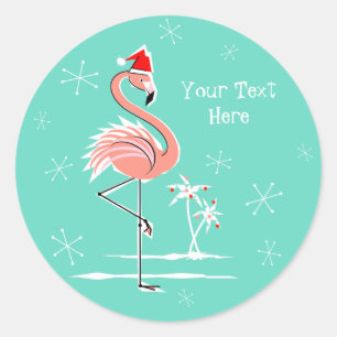 Christmas Flamingo Text sticker round
