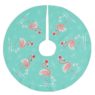 Christmas Flamingo tree skirt