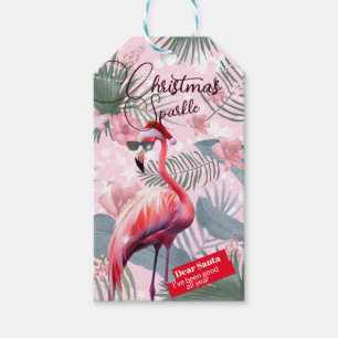 Christmas Flamingo Tropical Lights  Gift Tags