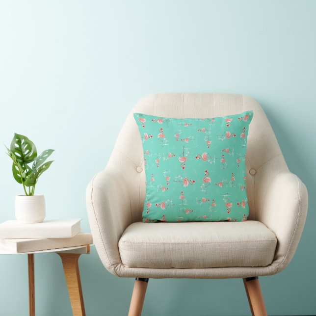 Christmas Flamingo Twist throw pillow (Chair)