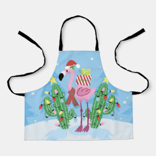 Christmas Flamingo with Cactus Apron