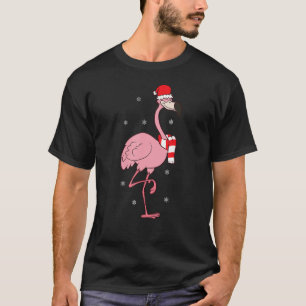 Christmas Flamingo With Santa Hat Cute Christmas F T-Shirt