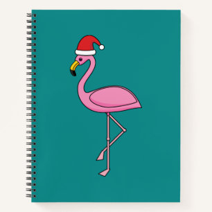 Christmas Flamingo with Santa Hat Notebook