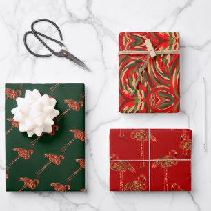 Christmas Flamingo Wrapping Paper Sheet