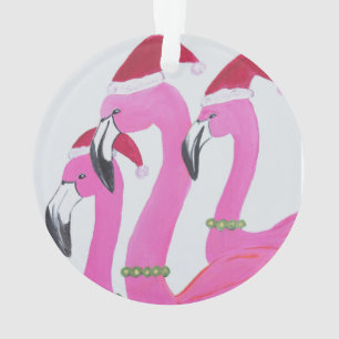 Christmas Flamingos Acrylic Ornament