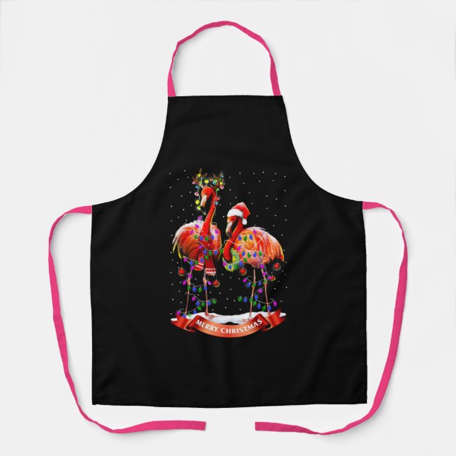 Christmas Flamingos Classic Apron (Front)