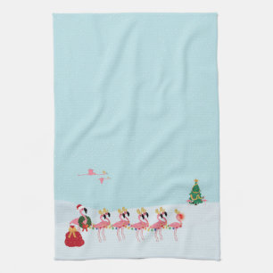 Christmas Flamingos Kitchen Towel