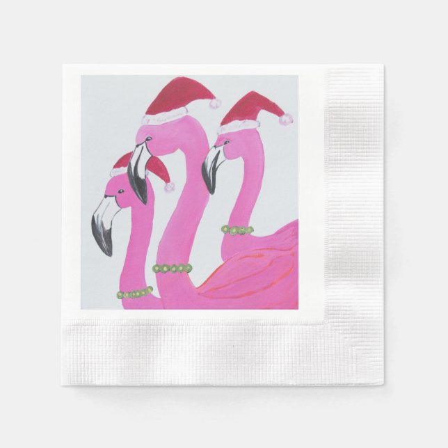 Christmas Flamingos Napkin (Front)