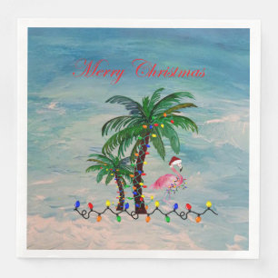 Christmas flamingos party napkins