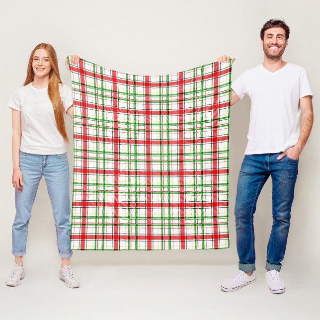 Christmas Flannel Plaid Tartan Design - White  Fleece Blanket (Creator Uploaded)