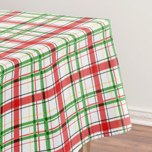 Christmas Flannel Plaid Tartan Design - White Tablecloth