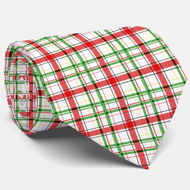 Christmas Flannel Plaid Tartan Design - White  Tie (Creator Uploaded)