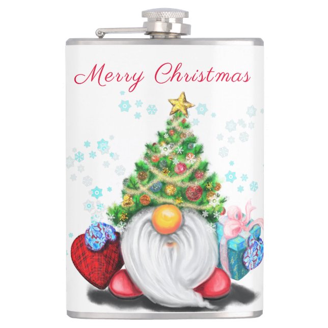 Christmas Flask Gift Gnome with Gifts (Front)