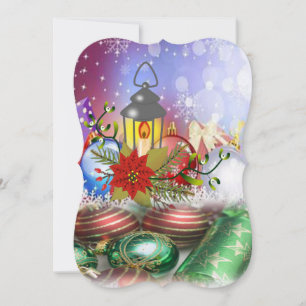 Christmas Flat Greeting Card, Christmas Candle Card
