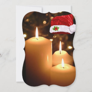 Christmas Flat Greeting Card, Christmas Candle Card