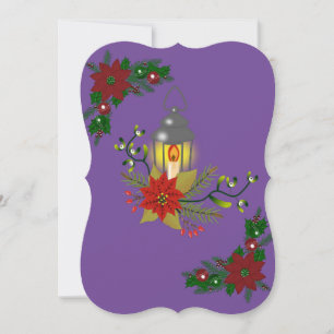 Christmas Flat Greeting Card, Christmas Candle Card